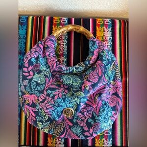 Lilly Pulitzer Bamboo Handle Floral Hobo Bag: NEW